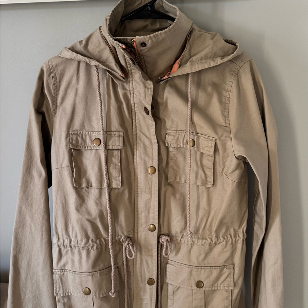 Market & Spruce Tan Utility Jacket with Hood